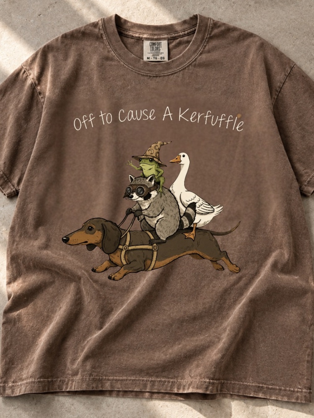 Comfort Colors Off to Cause a Kerfuffle Raccoon Riding Dogs Animal T-Shirt